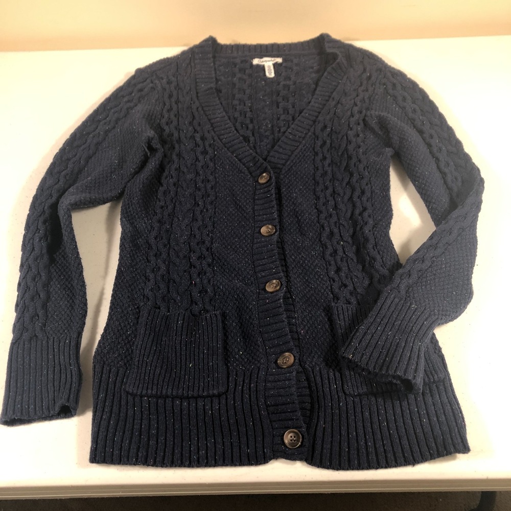 VTG Aeropostale‎ Womens Cardigan Large Blue Chunky Knit Y2K Academia Cottagecore